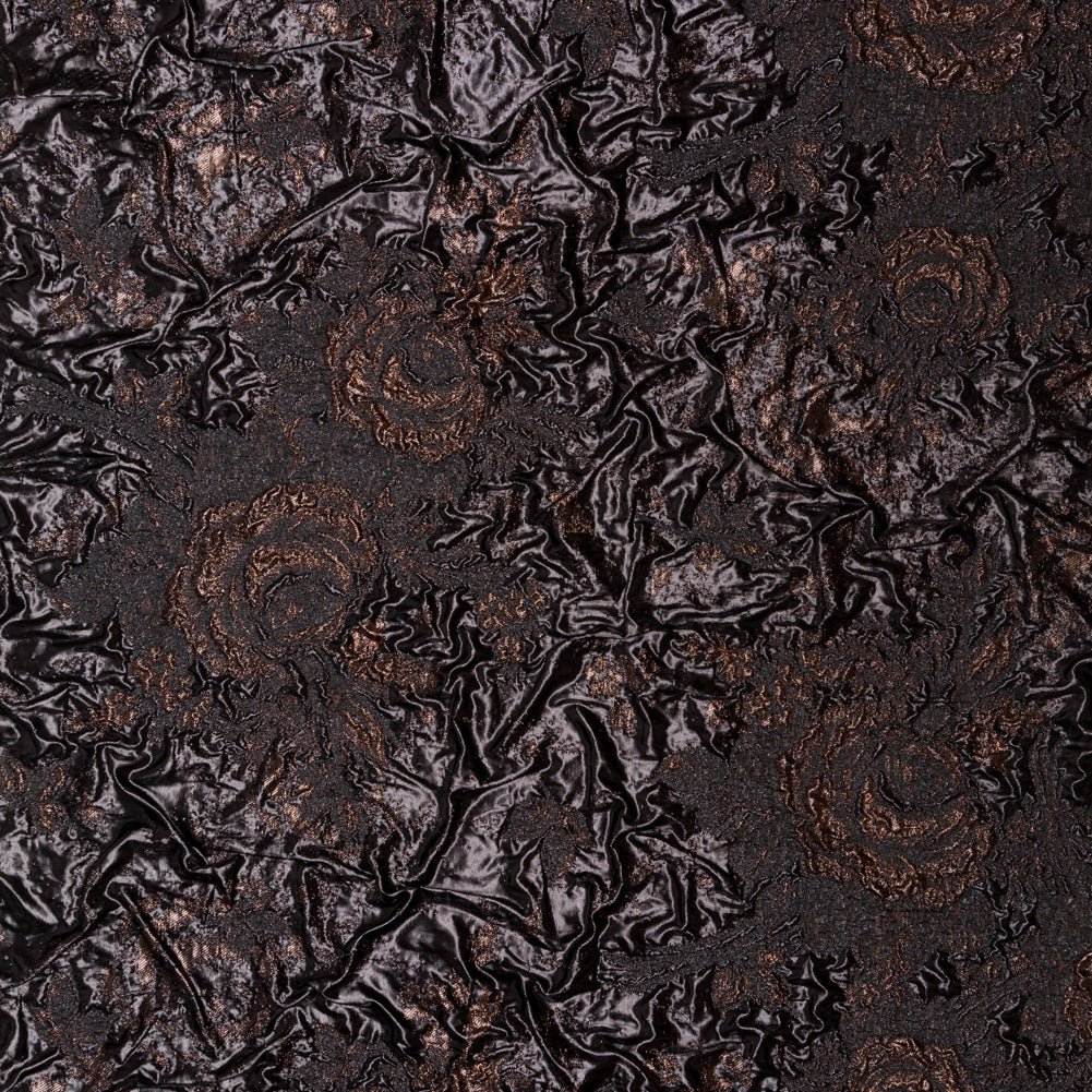 Metallic Two Penny and Black Floral Luxury Double Layer Orangza Brocade Metallic Two Penny and Black Floral Luxury Double Layer Orangza Brocade