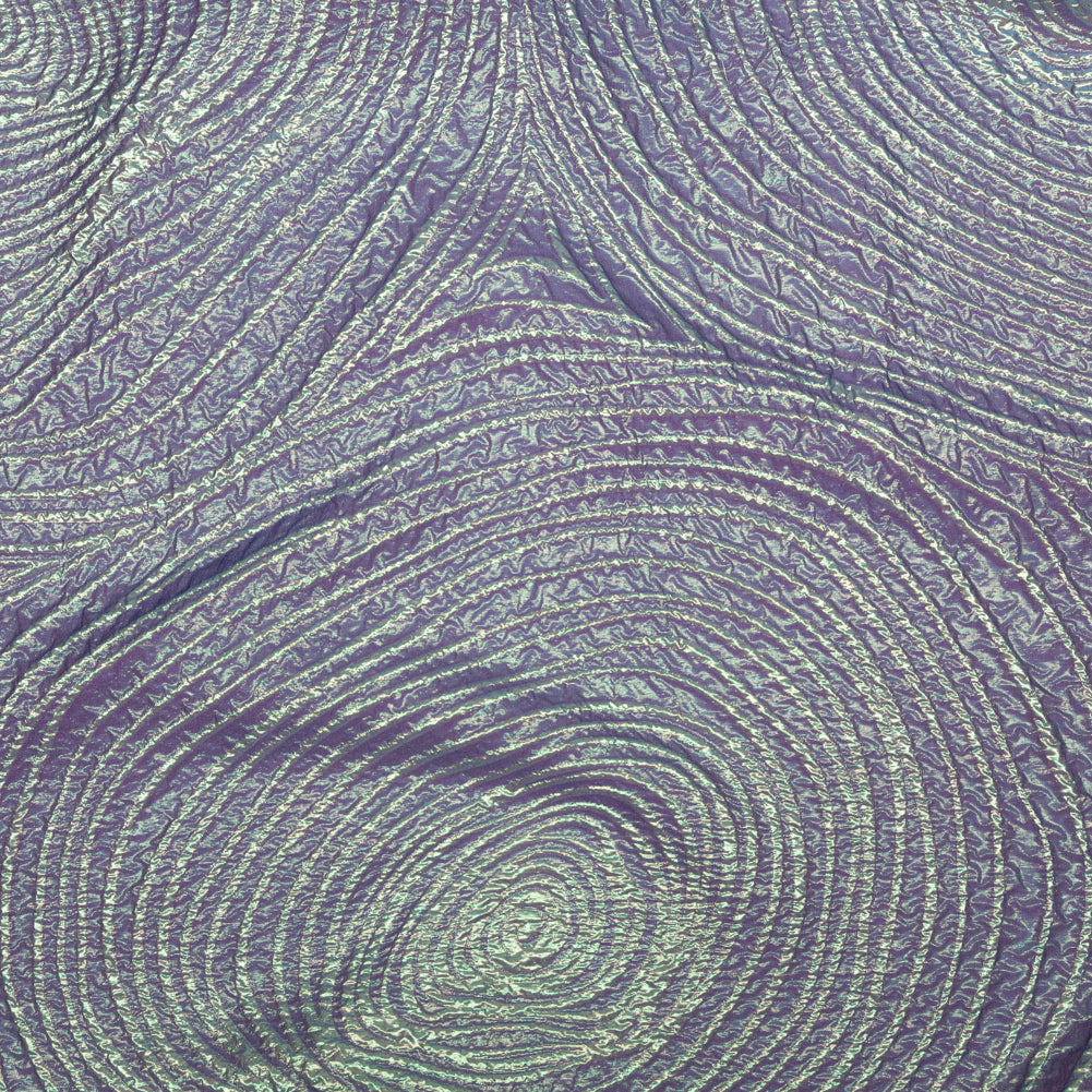 Metallic Green and Moroccan Blue Iridescent Spirals Luxury Organza Brocade Metallic Green and Moroccan Blue Iridescent Spirals Luxury Organza Brocade