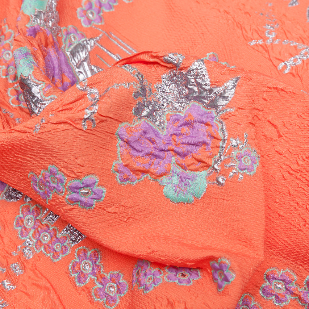 Spearmint, Coral and Metallic Gold Floral Luxury Brocade Detail Spearmint, Coral and Metallic Gold Floral Luxury Brocade Detail