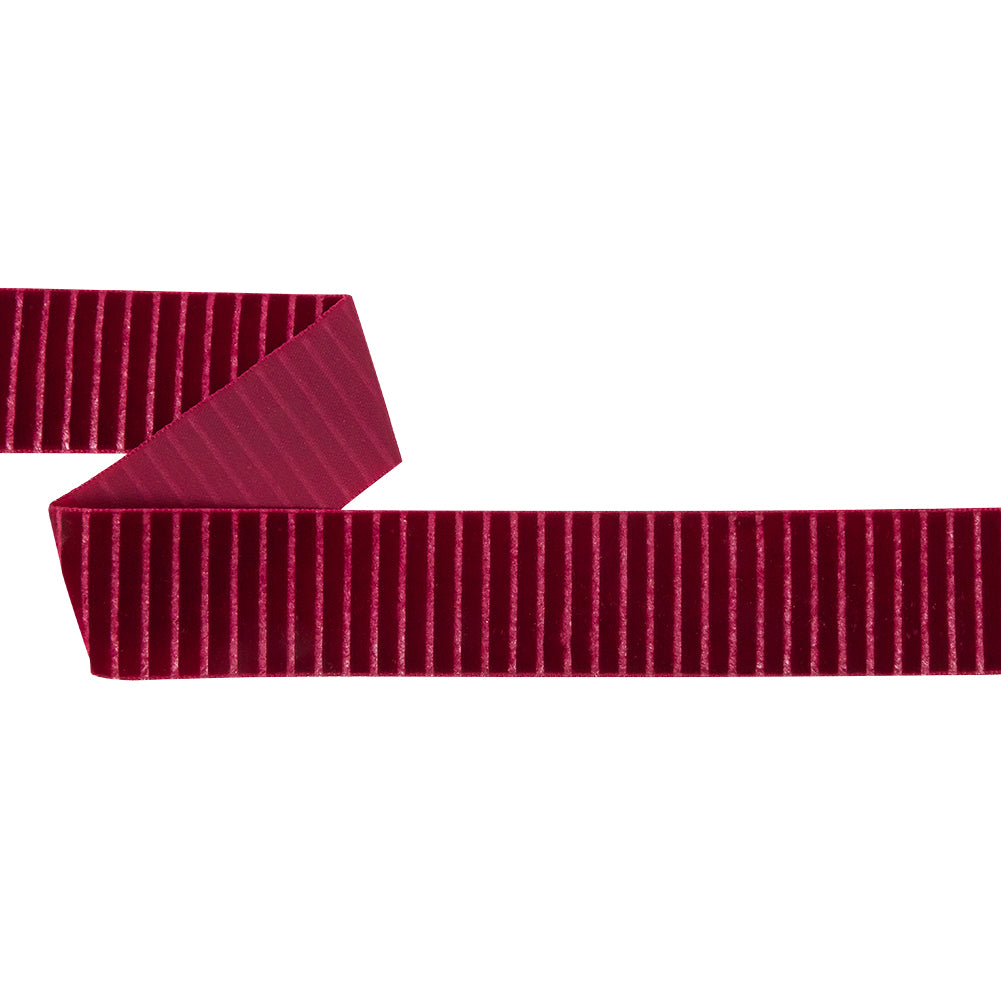 Italian Red Vertical Stripes Velvet Burnout Trim - 1.4375 Italian Red Vertical Stripes Velvet Burnout Trim - 1.4375