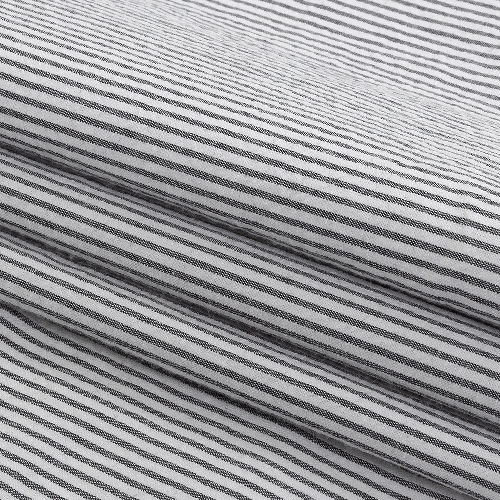 Brasilia Black Striped Organic Cotton Seersucker - Detail Brasilia Black Striped Organic Cotton Seersucker - Detail