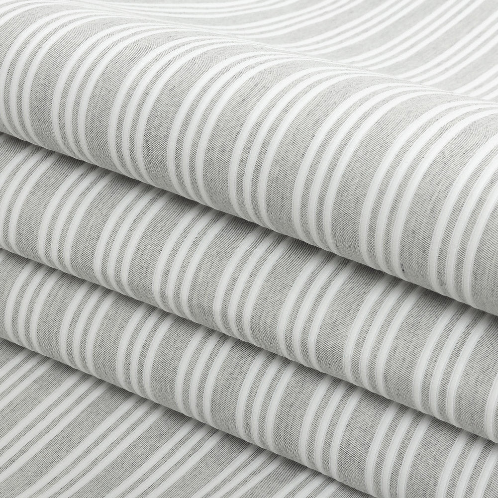Gray Double Wide Drapery Twill with Raised White Stripes Folded Gray Double Wide Drapery Twill with Raised White Stripes Folded