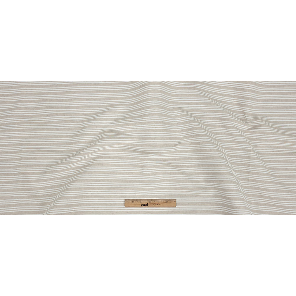 Ivory Double Wide Drapery Twill with Raised White Stripes - Full Ivory Double Wide Drapery Twill with Raised White Stripes - Full
