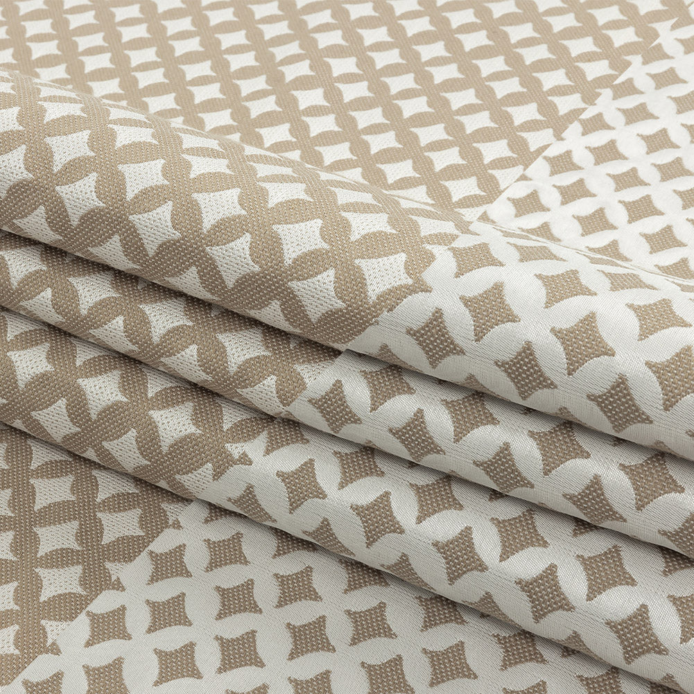 Khaki Quatrefoil Blended Polyester Jacquard - Folded Khaki Quatrefoil Blended Polyester Jacquard - Folded