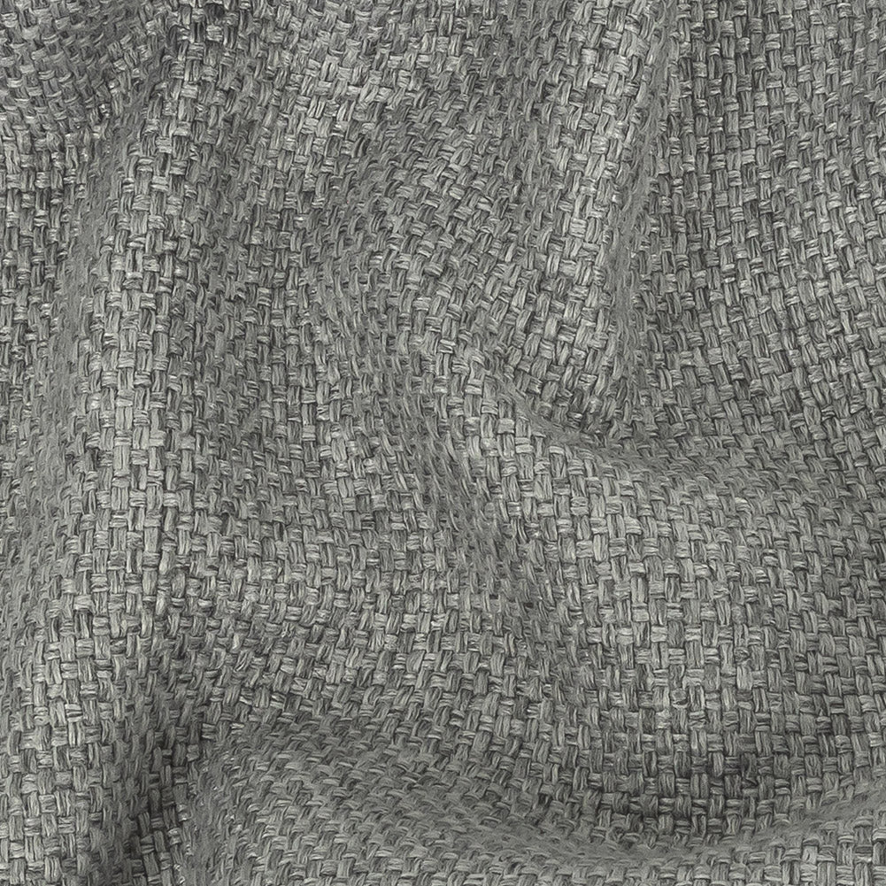 Silver Basketwoven Polyester and Cotton Home Decor Fabric - Detail Silver Basketwoven Polyester and Cotton Home Decor Fabric - Detail