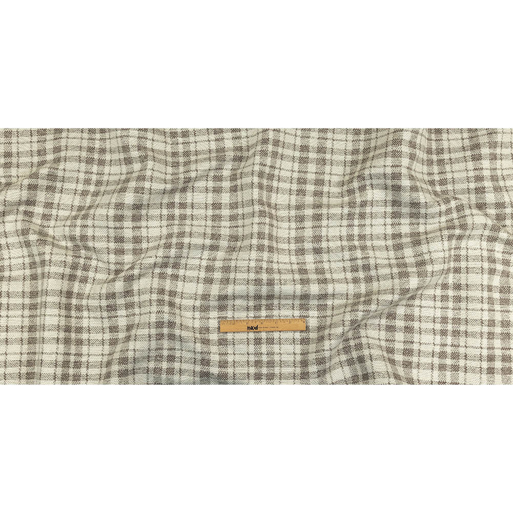 Khaki and Ivory Plaid Polyester Upholstery Tweed Full Khaki and Ivory Plaid Polyester Upholstery Tweed Full