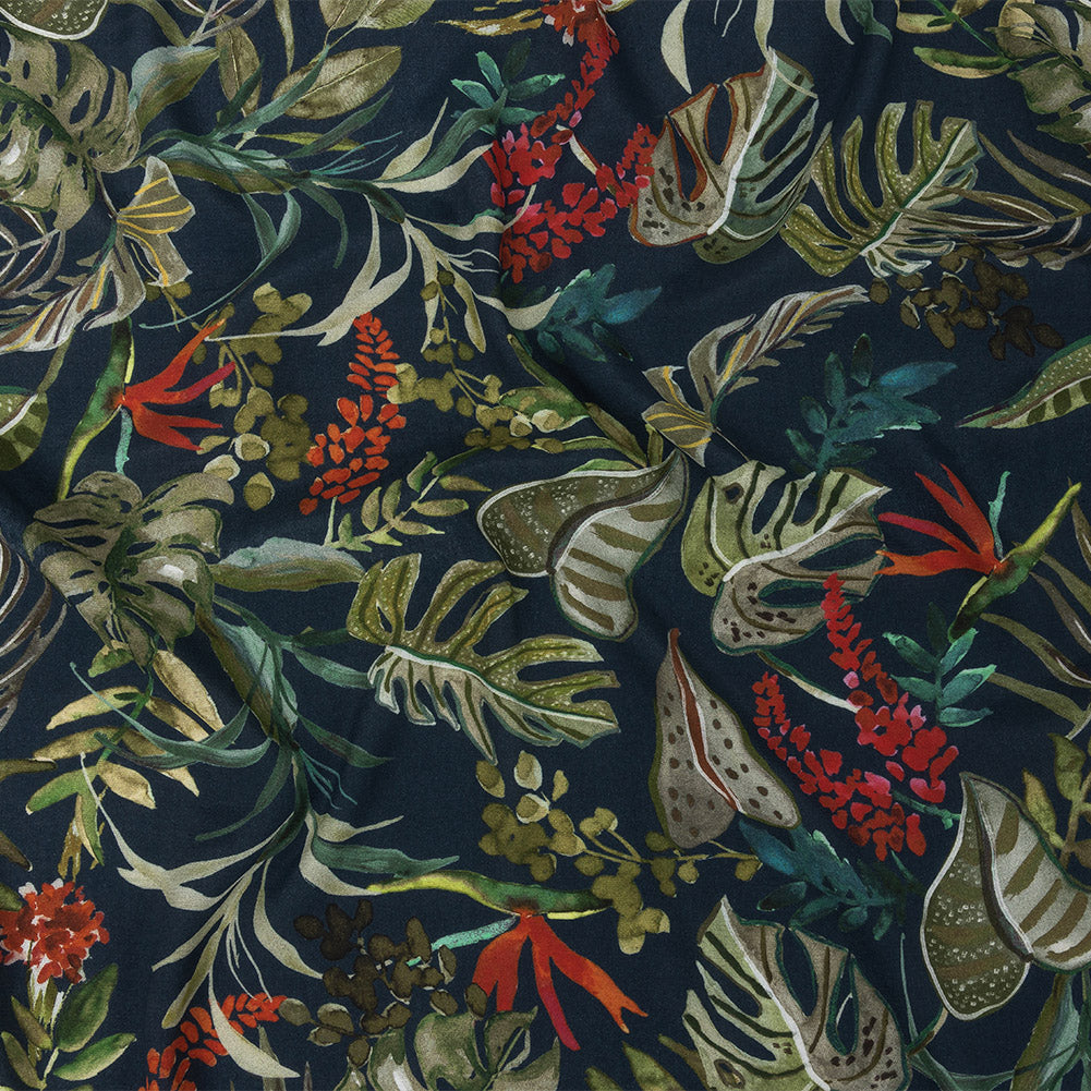 Mood Exclusive Navy Subtropic Vegetation Sustainable Viscose Woven Mood Exclusive Navy Subtropic Vegetation Sustainable Viscose Woven