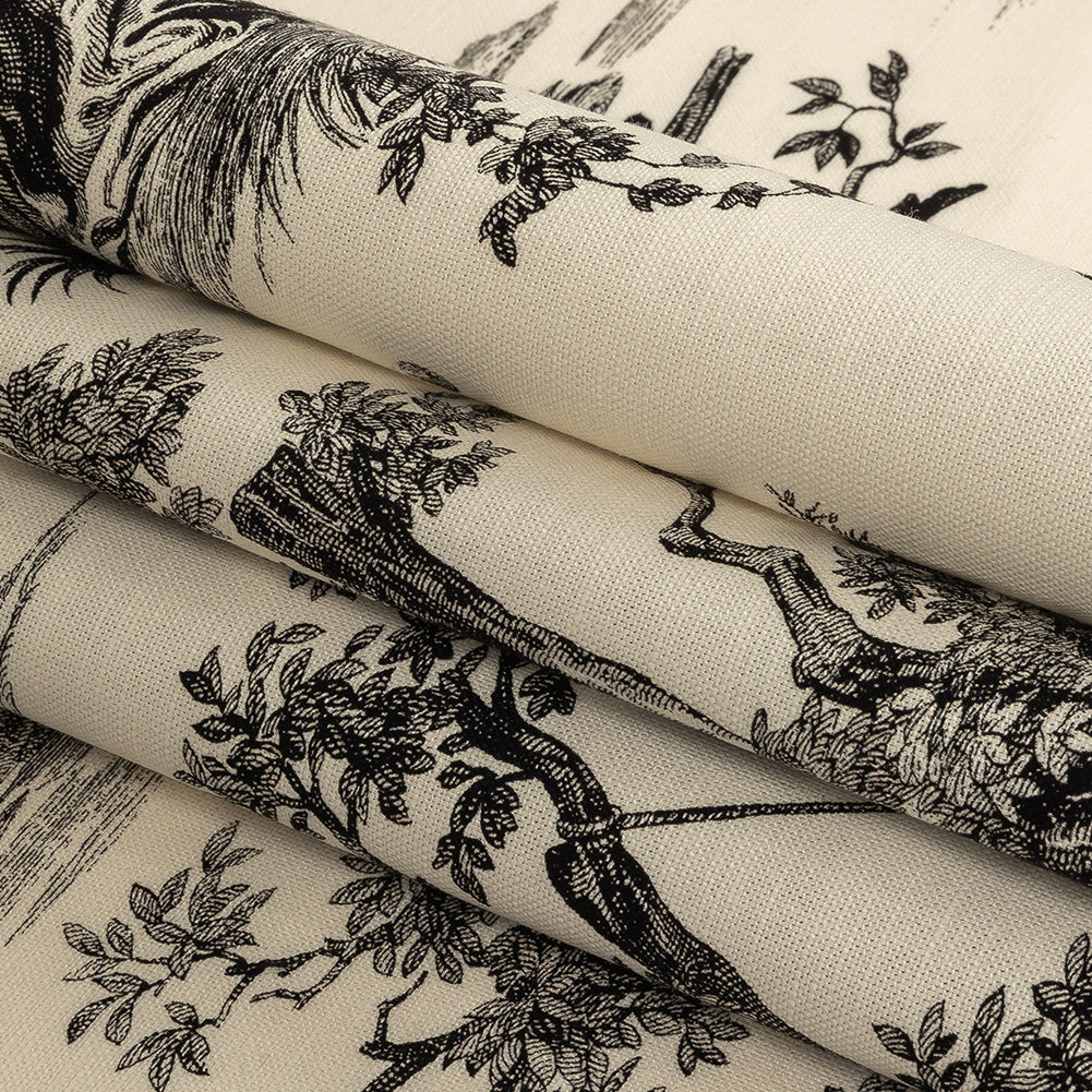 Victoria Noir Toile Printed Cotton Canvas - Folded Victoria Noir Toile Printed Cotton Canvas - Folded
