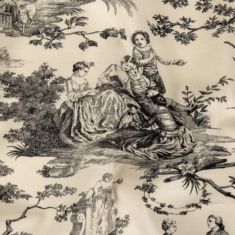 Victoria Noir Toile Printed Cotton Canvas Victoria Noir Toile Printed Cotton Canvas