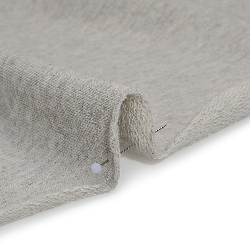 Cotton French Terry Knit - Heathered Moonbeam, Quarry, and Turtledove - Elida Collection - Detail Cotton French Terry Knit - Heathered Moonbeam, Quarry, and Turtledove - Elida Collection - Detail