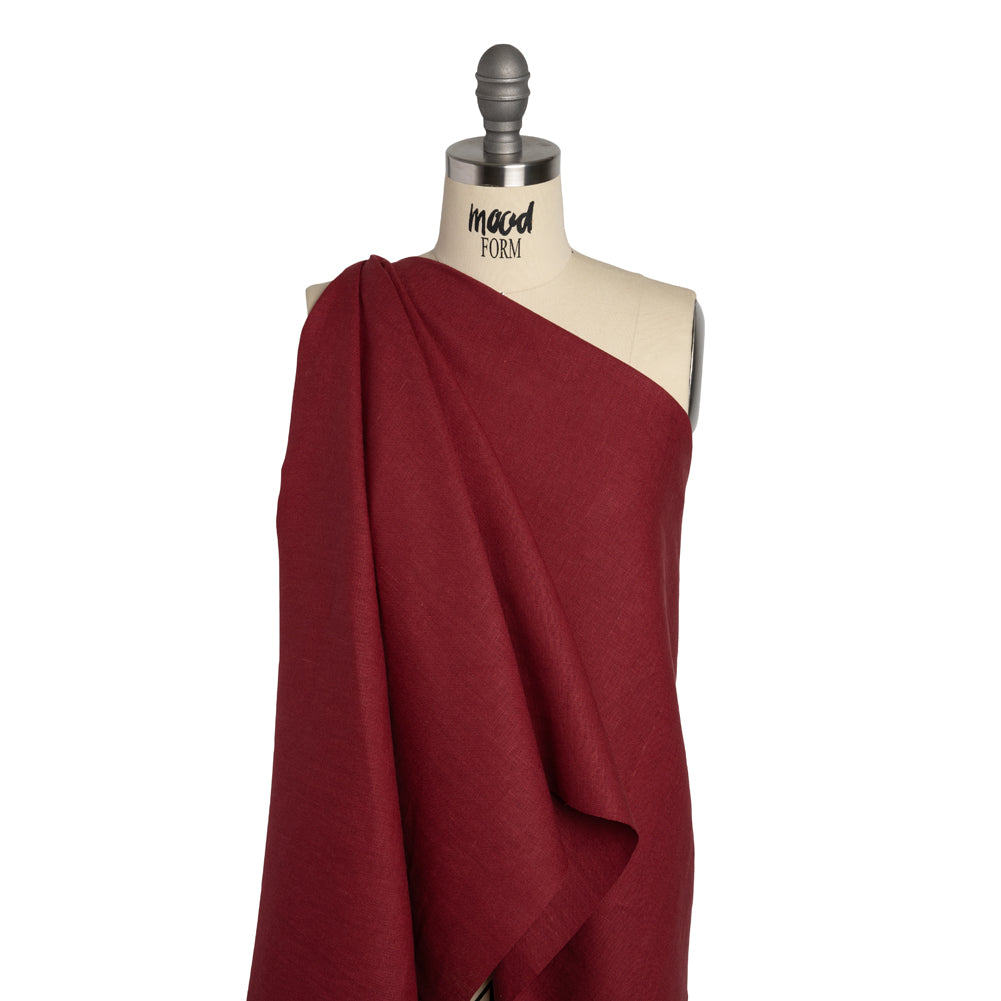 Medium Weight Linen Woven - Wine - Grasmere Collection - Drape Medium Weight Linen Woven - Wine - Grasmere Collection - Drape