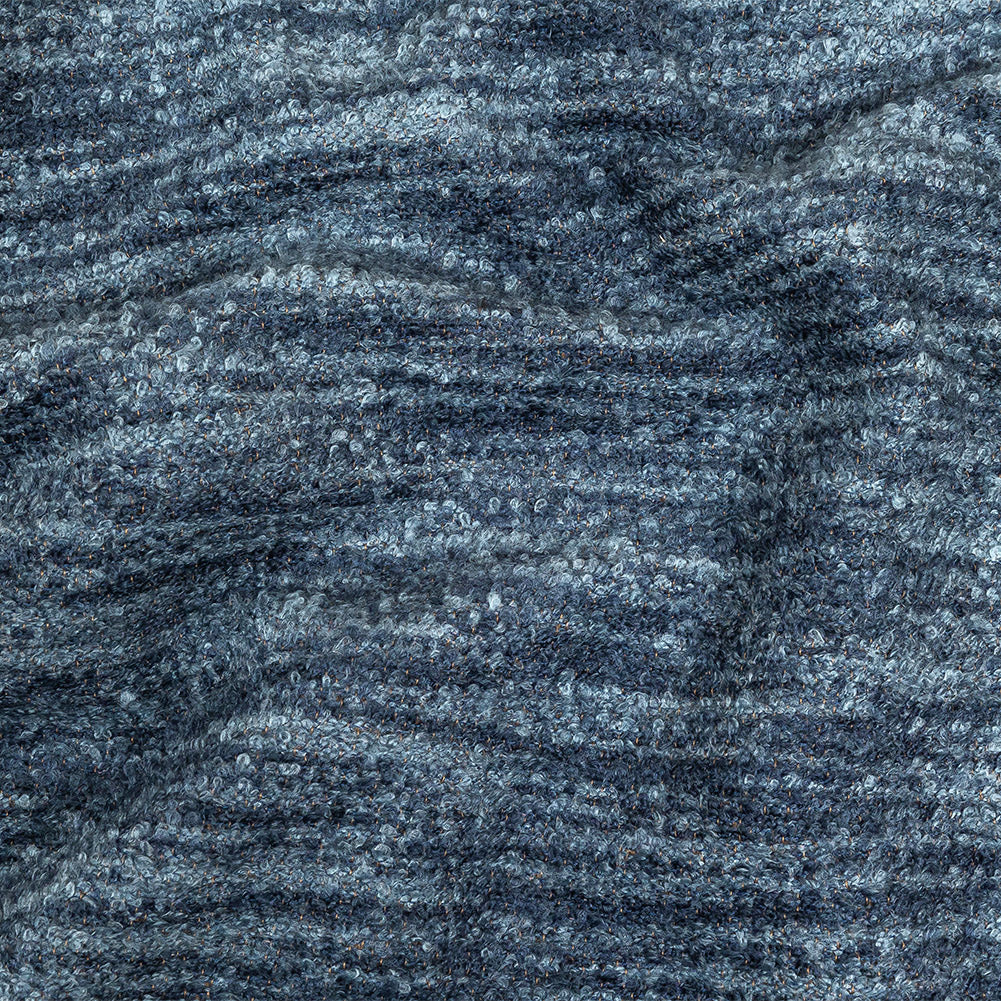 Navy Striated Upholstery Boucle with Tan Woven Backing Navy Striated Upholstery Boucle with Tan Woven Backing