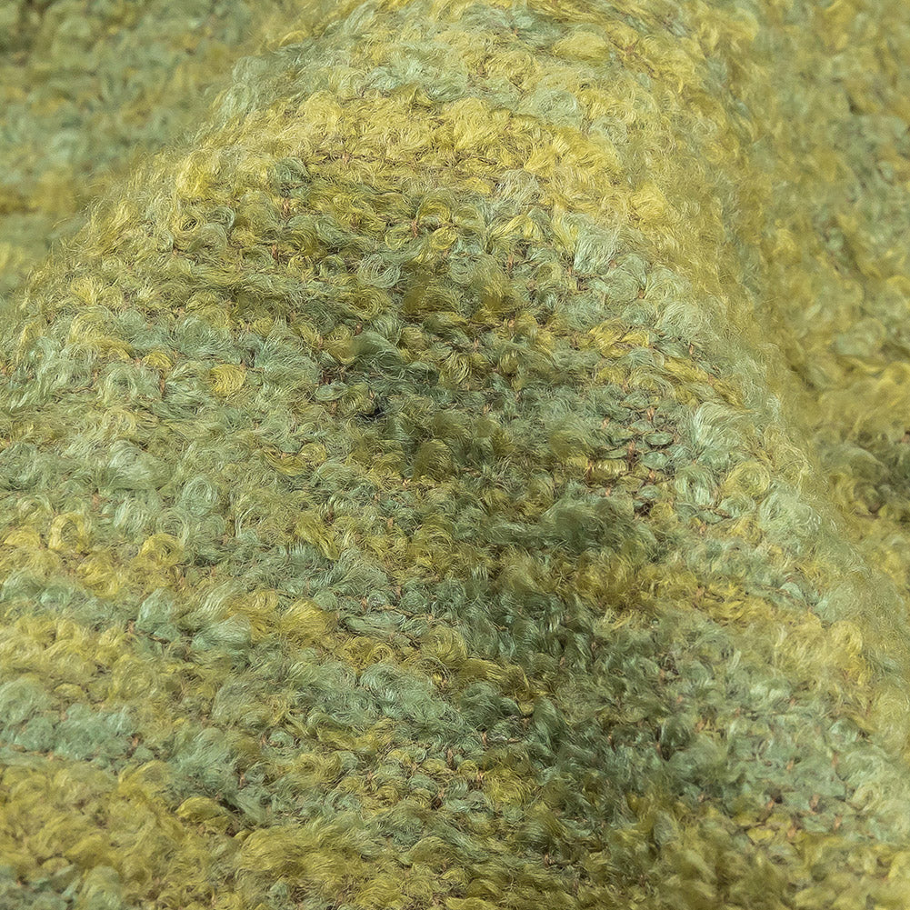 Willow Striated Acrylic and Cotton Boucle with Tan Woven Backing - Detail Willow Striated Acrylic and Cotton Boucle with Tan Woven Backing - Detail