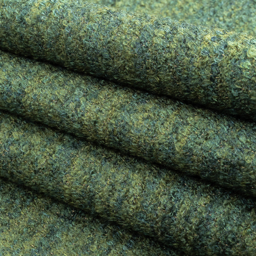 Marsh Striated Acrylic and Cotton Boucle with Tan Woven Backing Folded Marsh Striated Acrylic and Cotton Boucle with Tan Woven Backing Folded