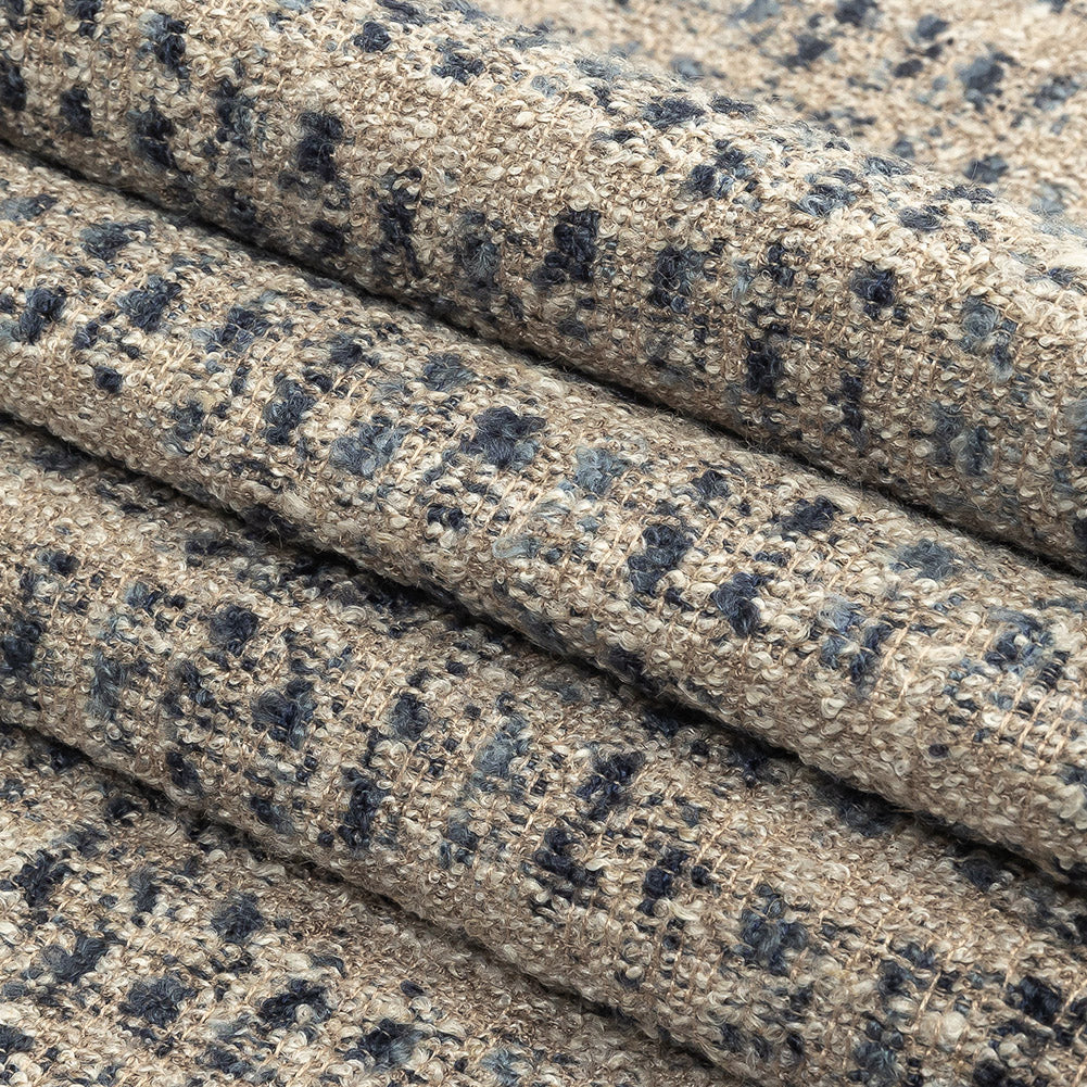 Indigo Spotted Viscose Boucle - Folded Indigo Spotted Viscose Boucle - Folded