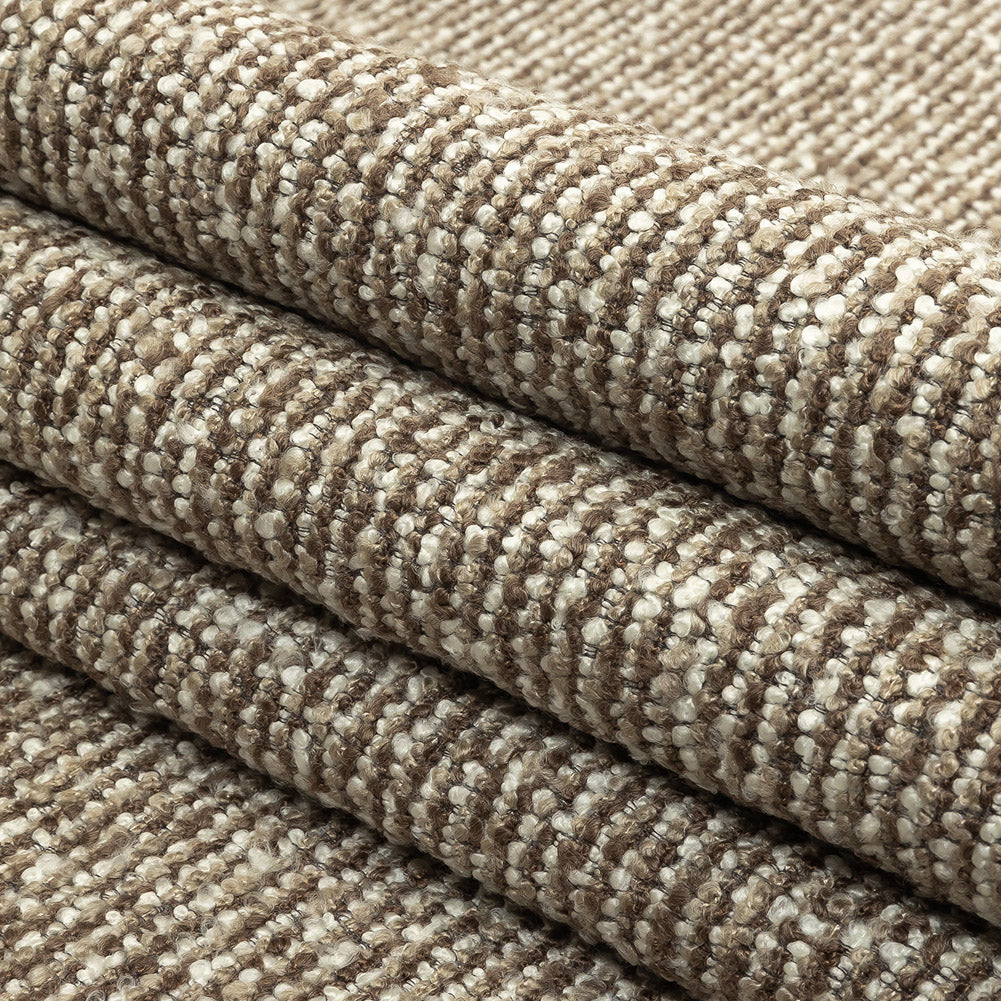 Stone Striped Acrylic Upholstery Boucle - Folded Stone Striped Acrylic Upholstery Boucle - Folded
