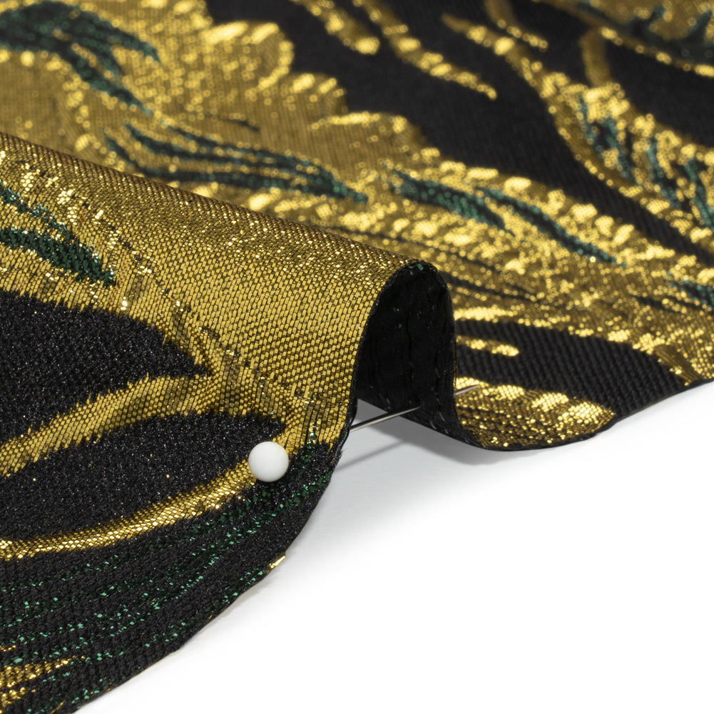 Metallic Forest, Gold and Black Fantastic Flowers Luxury Burnout Brocade - Folded Metallic Forest, Gold and Black Fantastic Flowers Luxury Burnout Brocade - Folded