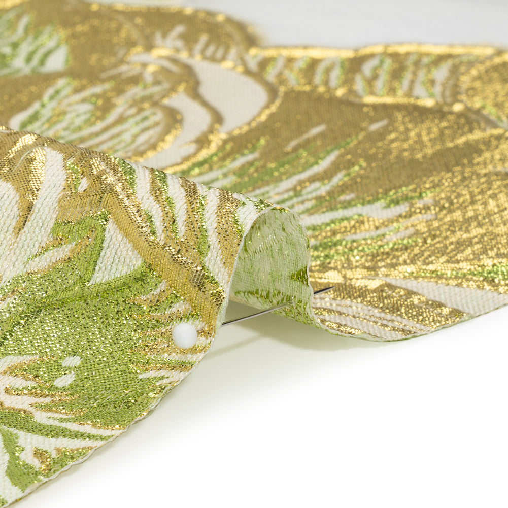 Metallic Lime, Gold and White Fantastic Flowers Luxury Burnout Brocade - Folded Metallic Lime, Gold and White Fantastic Flowers Luxury Burnout Brocade - Folded