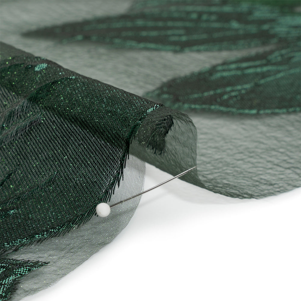 Metallic Emerald Big Florals Luxury Burnout Brocade - Full Metallic Emerald Big Florals Luxury Burnout Brocade - Full