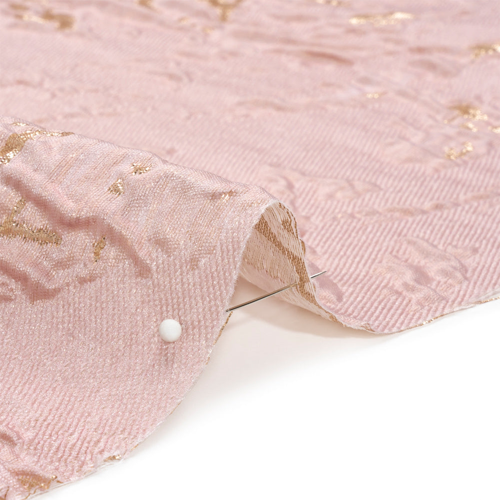 Metallic Gold and Baby Pink Crackled Abstract Luxury Brocade Folded Metallic Gold and Baby Pink Crackled Abstract Luxury Brocade Folded