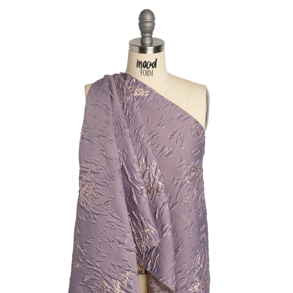 Metallic Rose Gold and Purple Crackled Abstract Luxury Brocade - Detail Metallic Rose Gold and Purple Crackled Abstract Luxury Brocade - Detail