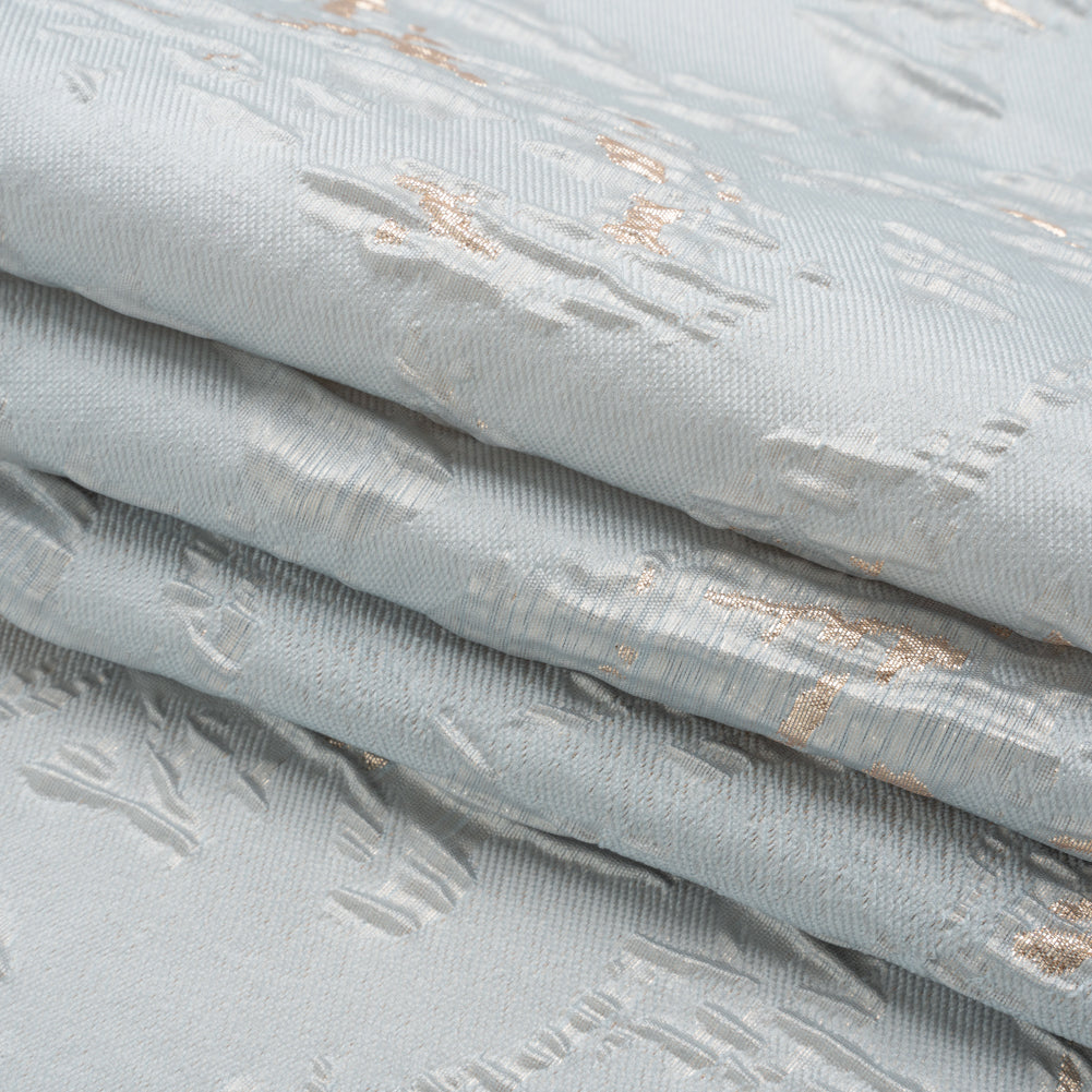 Metallic Gold and Baby Blue Crackled Abstract Luxury Brocade - Full Metallic Gold and Baby Blue Crackled Abstract Luxury Brocade - Full