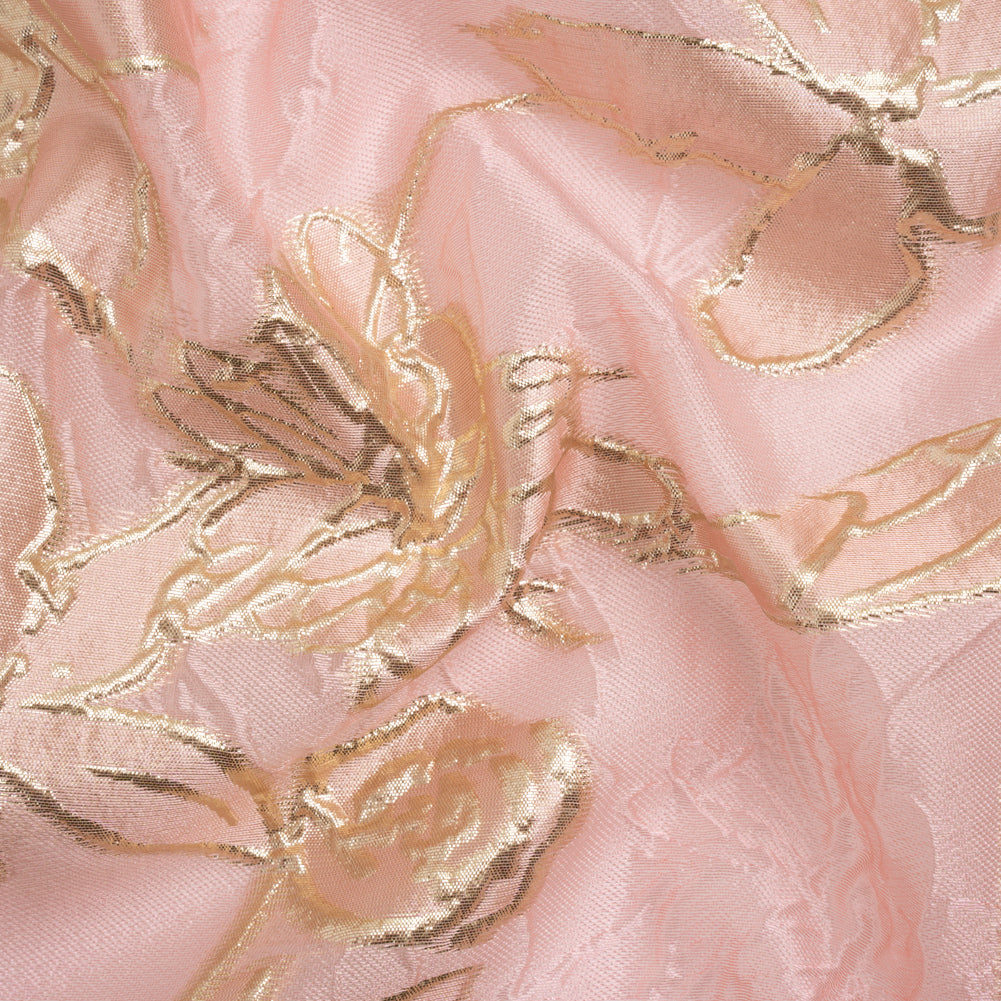 Metallic Gold and Pink Floating Flowers Luxury Burnout Brocade Metallic Gold and Pink Floating Flowers Luxury Burnout Brocade