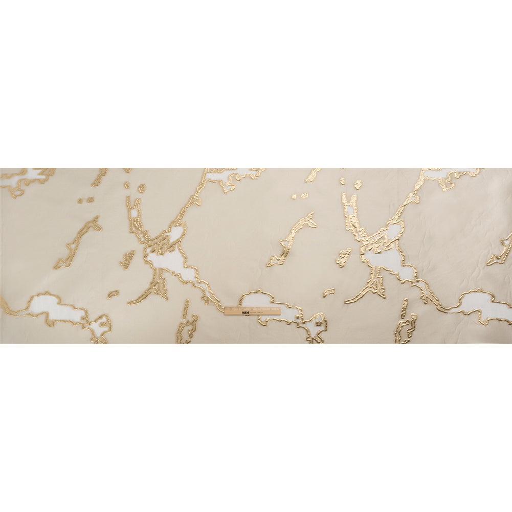 Metallic Gold and Gilded Beige Abstract Embers Luxury Burnout Brocade - Drape Metallic Gold and Gilded Beige Abstract Embers Luxury Burnout Brocade - Drape