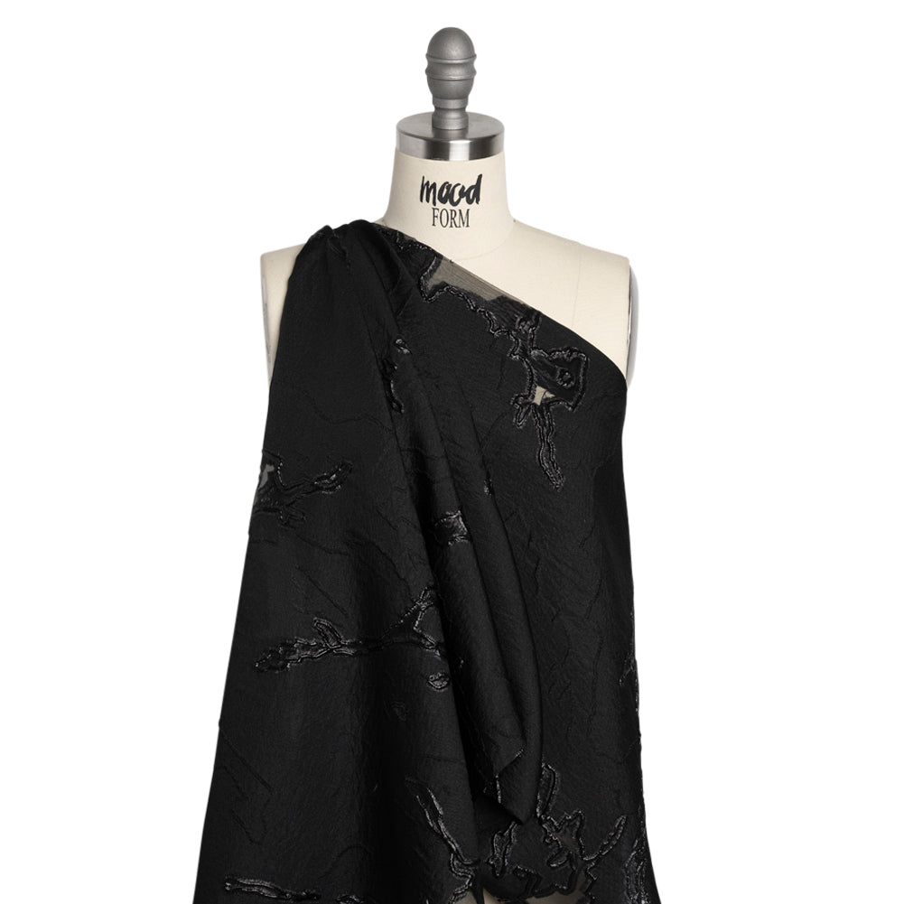 Metallic Black Abstract Embers Luxury Burnout Brocade - Detail Metallic Black Abstract Embers Luxury Burnout Brocade - Detail