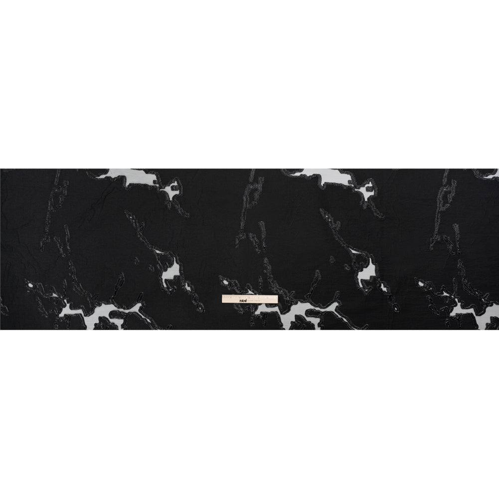 Metallic Black Abstract Embers Luxury Burnout Brocade - Drape Metallic Black Abstract Embers Luxury Burnout Brocade - Drape