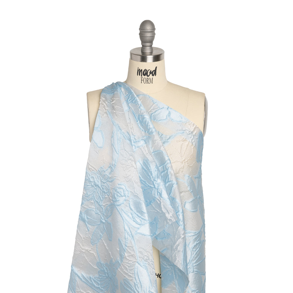 Baby Blue and Cream Floral Sheer Luxury Brocade - Detail Baby Blue and Cream Floral Sheer Luxury Brocade - Detail