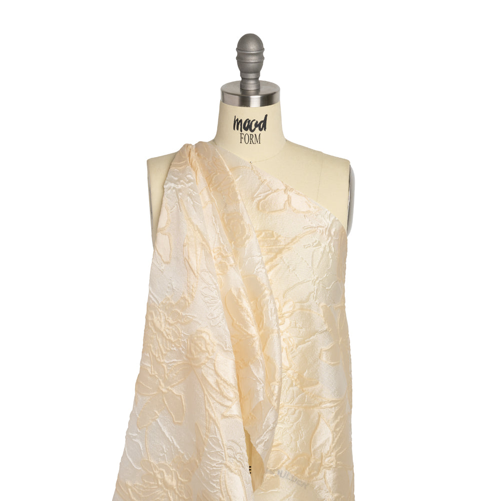 Beige and Cream Floral Sheer Luxury Brocade - Detail Beige and Cream Floral Sheer Luxury Brocade - Detail