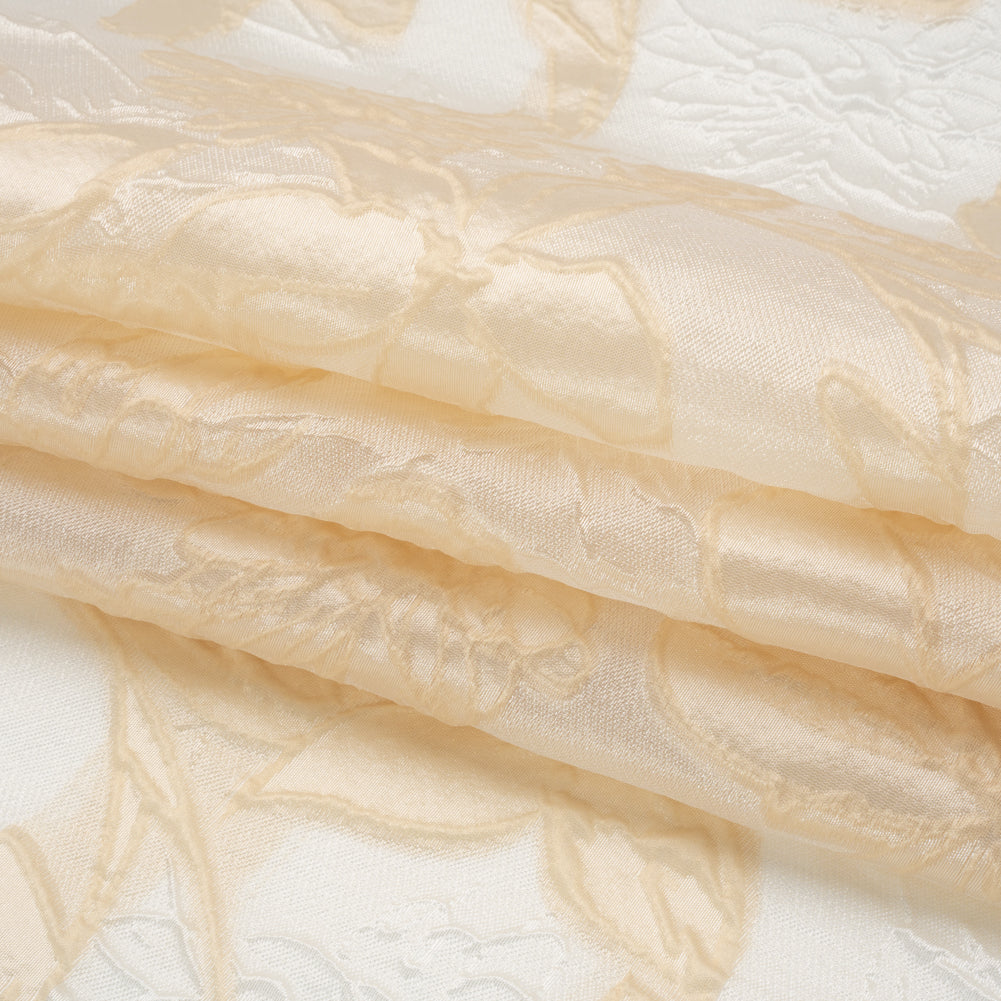 Beige and Cream Floral Sheer Luxury Brocade - Full Beige and Cream Floral Sheer Luxury Brocade - Full
