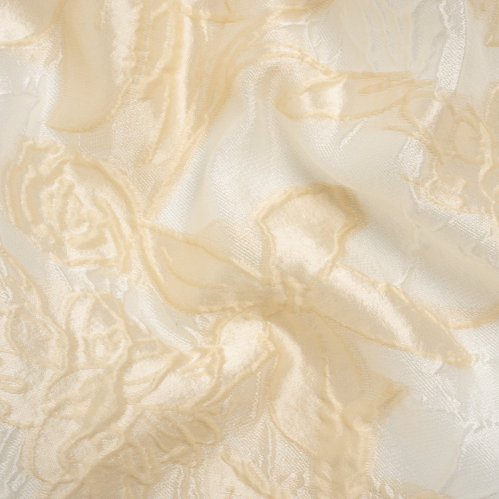 Beige and Cream Floral Sheer Luxury Brocade Beige and Cream Floral Sheer Luxury Brocade