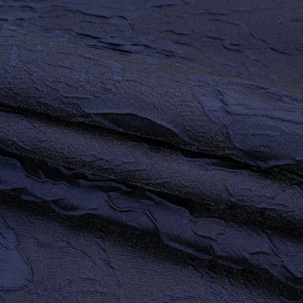 Luminous Navy Crinkled Luxury Brocade Full Luminous Navy Crinkled Luxury Brocade Full