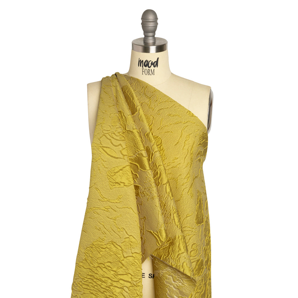 Luminous Citron Crinkled Luxury Brocade - Detail Luminous Citron Crinkled Luxury Brocade - Detail