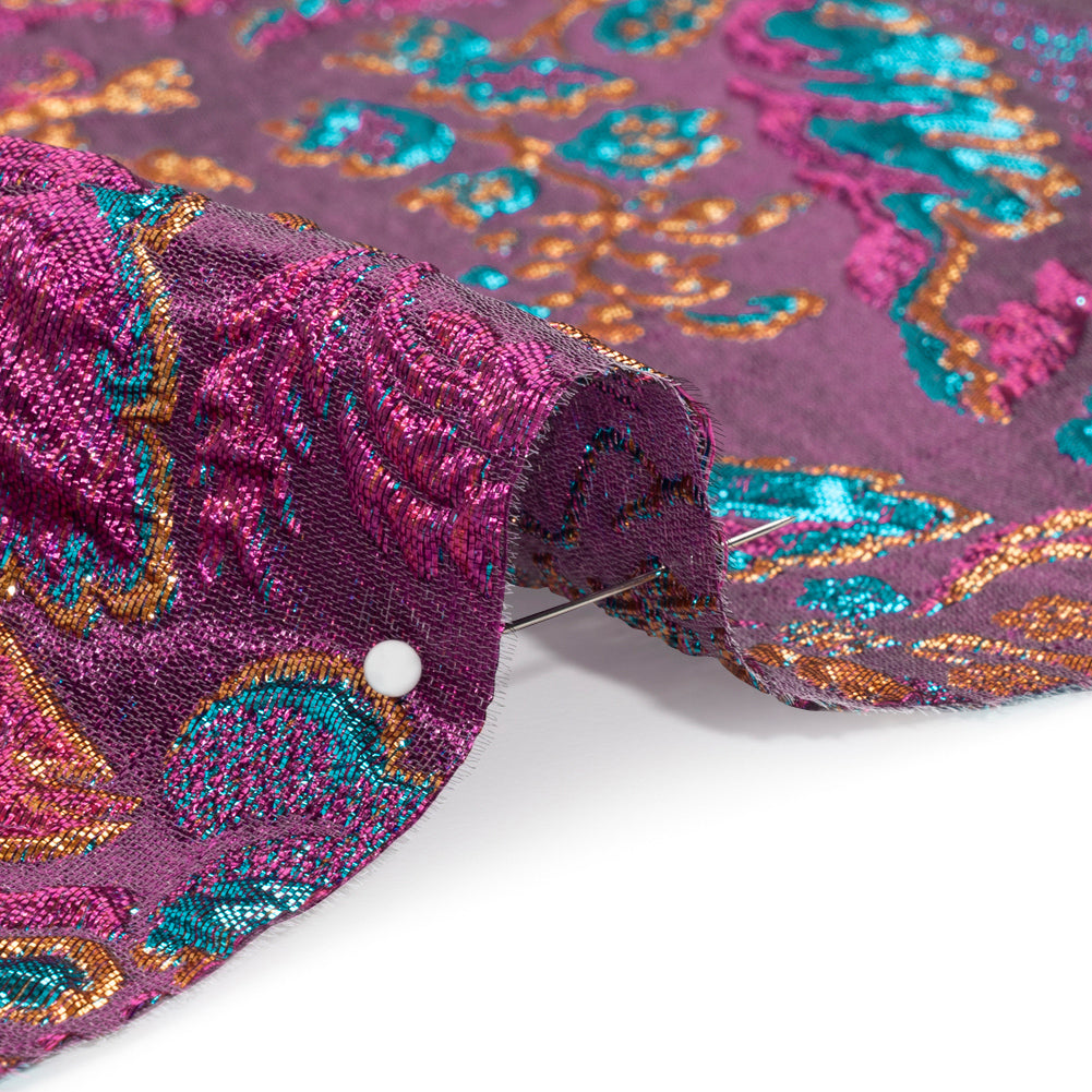 Metallic Purple, Teal and Gold Floral Delight Luxury Brocade - Full Metallic Purple, Teal and Gold Floral Delight Luxury Brocade - Full