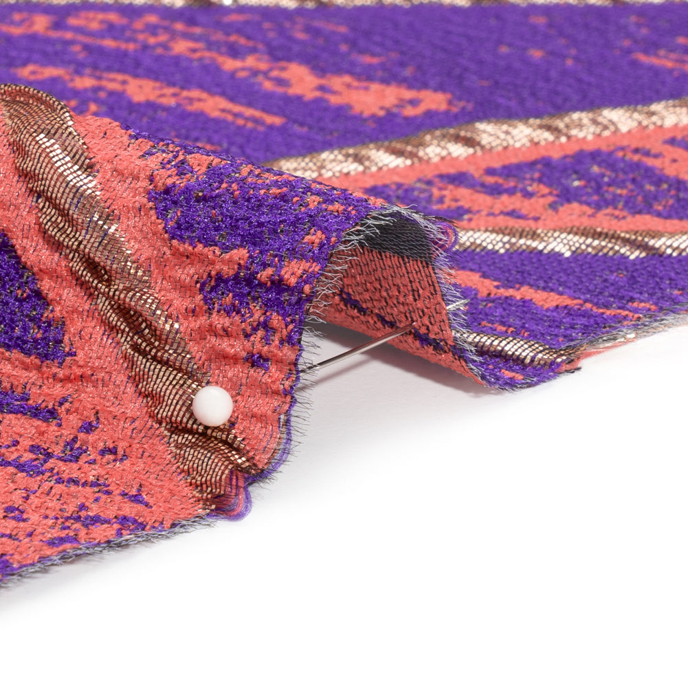 Metallic Gold, Light Red and Purple Geometric Distress Luxury Brocade Folded Metallic Gold, Light Red and Purple Geometric Distress Luxury Brocade Folded