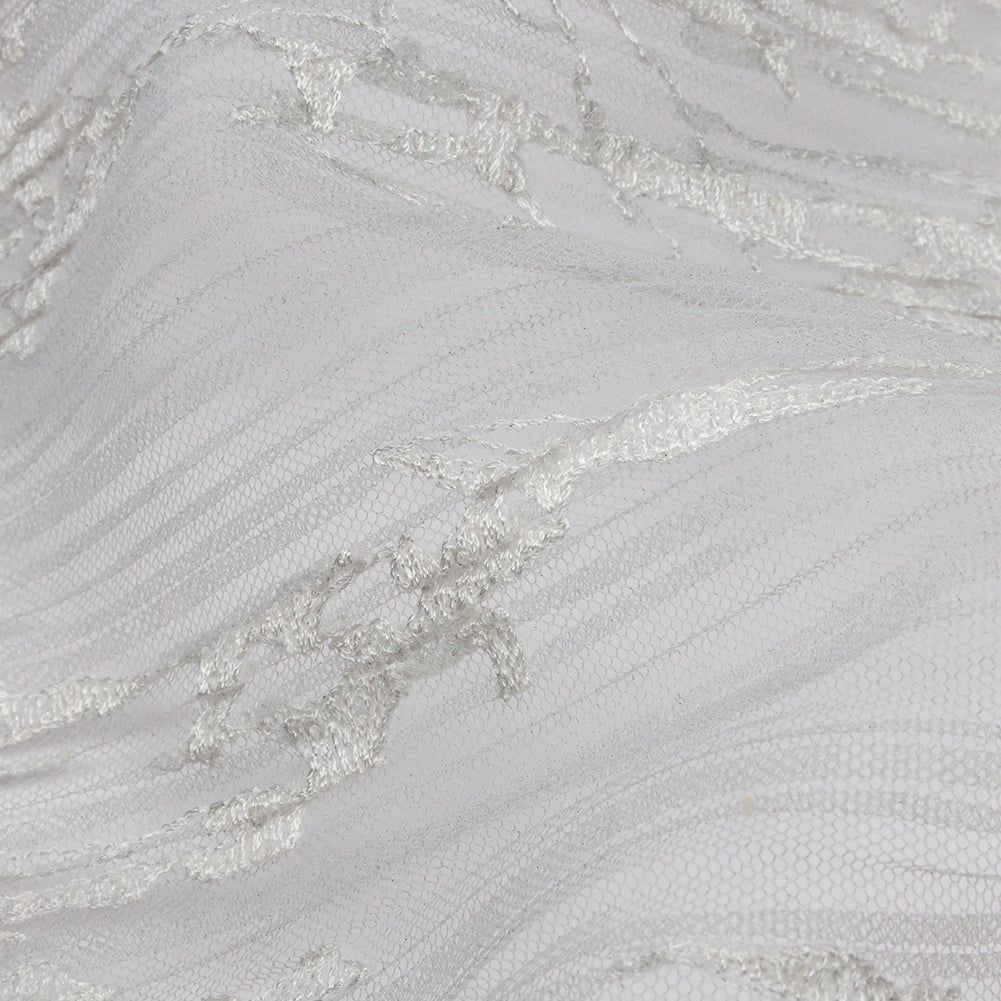 Sequoia Black, Gray and White Ombre Abstract Embroidered and Sequined Soft Pleated Tulle - Folded Sequoia Black, Gray and White Ombre Abstract Embroidered and Sequined Soft Pleated Tulle - Folded