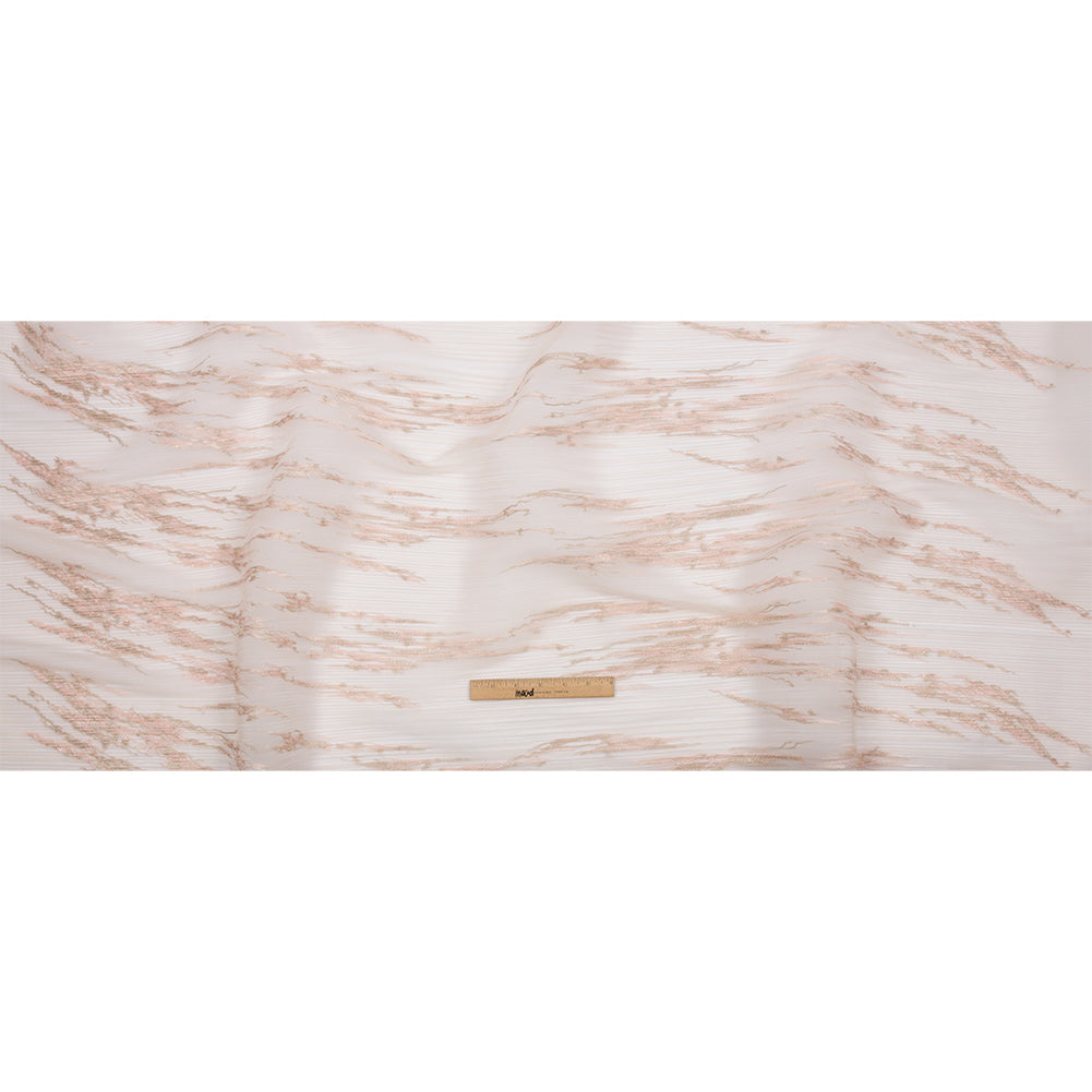 Embroidered Soft Pleated Tulle with Clear Baby Sequins - Blush Abstract - Linden Collection Drape Embroidered Soft Pleated Tulle with Clear Baby Sequins - Blush Abstract - Linden Collection Drape