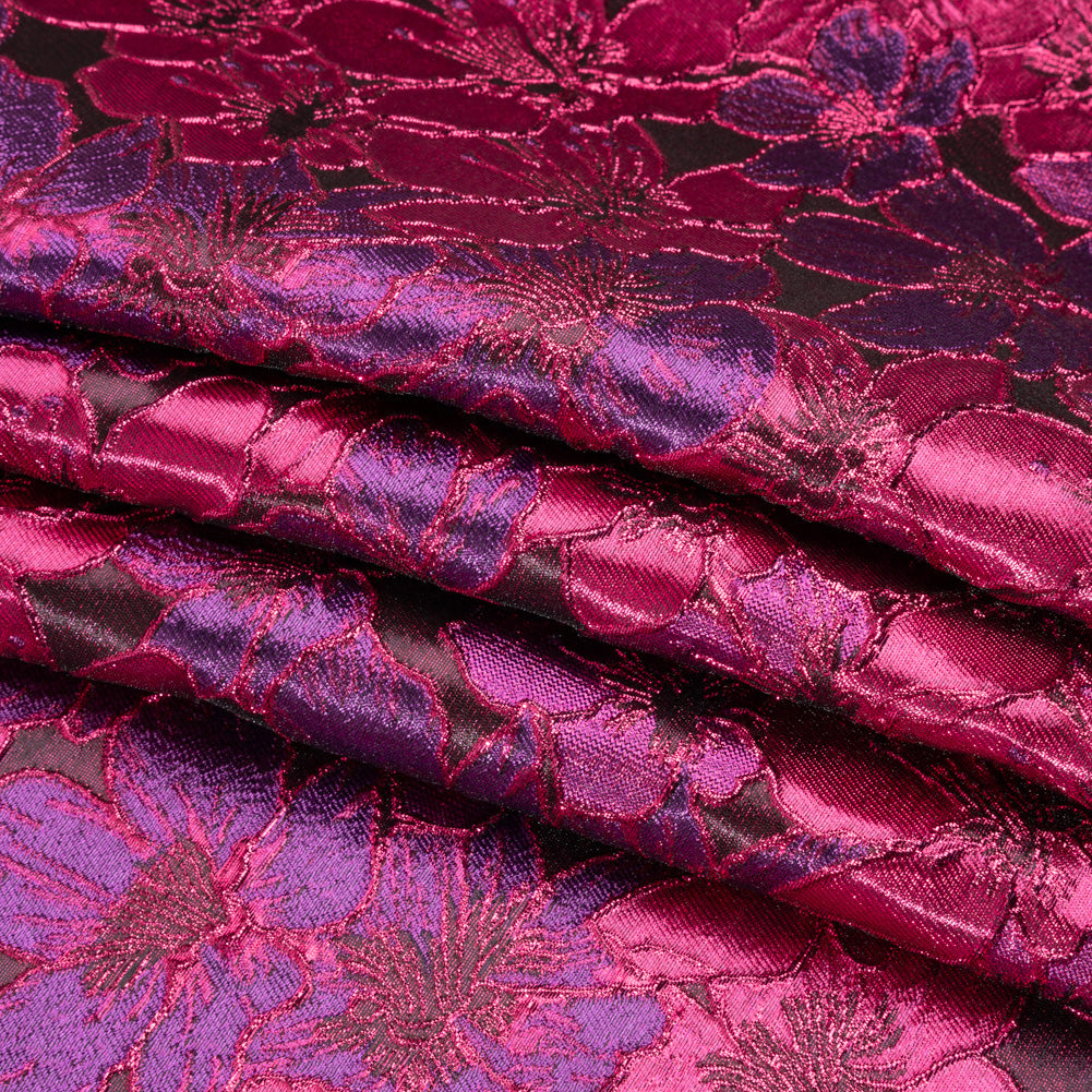 Metallic Hot Pink and Purple Floral Frolic Luxury Brocade Full Metallic Hot Pink and Purple Floral Frolic Luxury Brocade Full