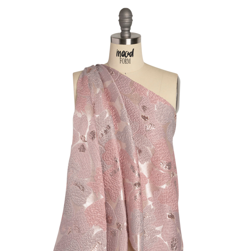 Metallic Rose Gold and Baby Pink Floating Blossoms Luxury Brocade Detail Metallic Rose Gold and Baby Pink Floating Blossoms Luxury Brocade Detail