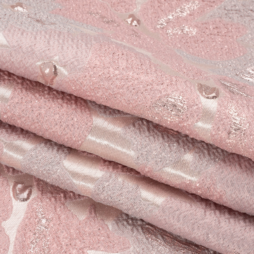 Metallic Rose Gold and Baby Pink Floating Blossoms Luxury Brocade Full Metallic Rose Gold and Baby Pink Floating Blossoms Luxury Brocade Full