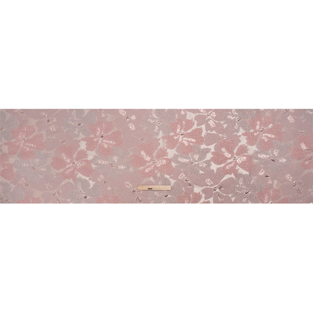 Metallic Rose Gold and Baby Pink Floating Blossoms Luxury Brocade Drape Metallic Rose Gold and Baby Pink Floating Blossoms Luxury Brocade Drape