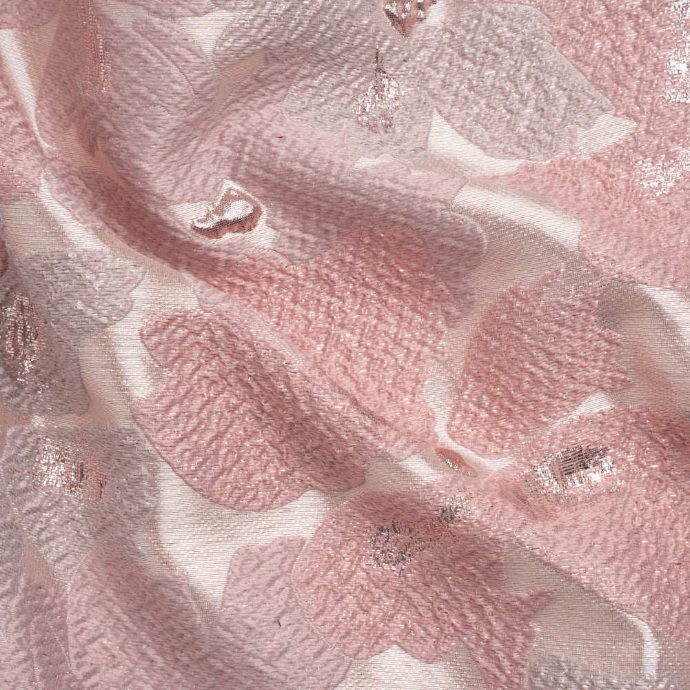 Metallic Rose Gold and Baby Pink Floating Blossoms Luxury Brocade Metallic Rose Gold and Baby Pink Floating Blossoms Luxury Brocade
