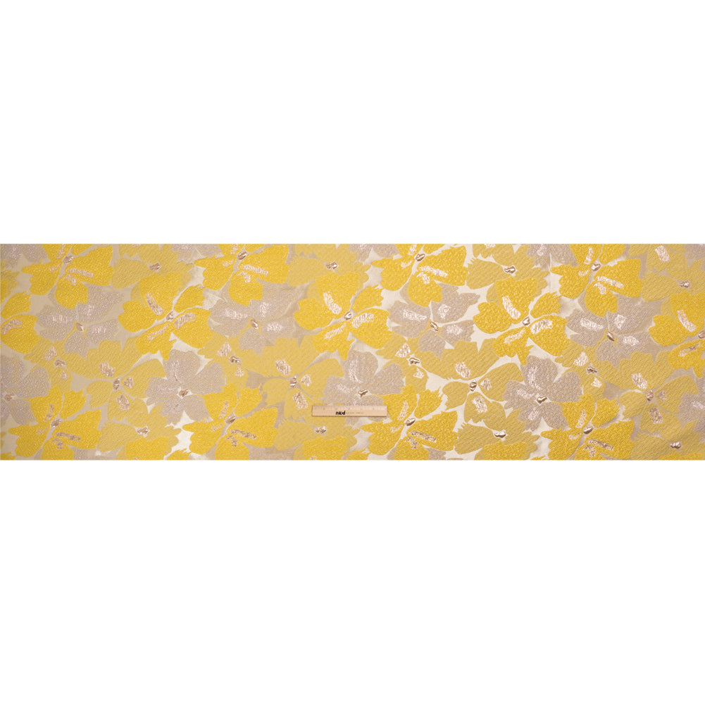 Metallic Gold, Yellow and Cream Floating Blossoms Luxury Brocade - Drape Metallic Gold, Yellow and Cream Floating Blossoms Luxury Brocade - Drape