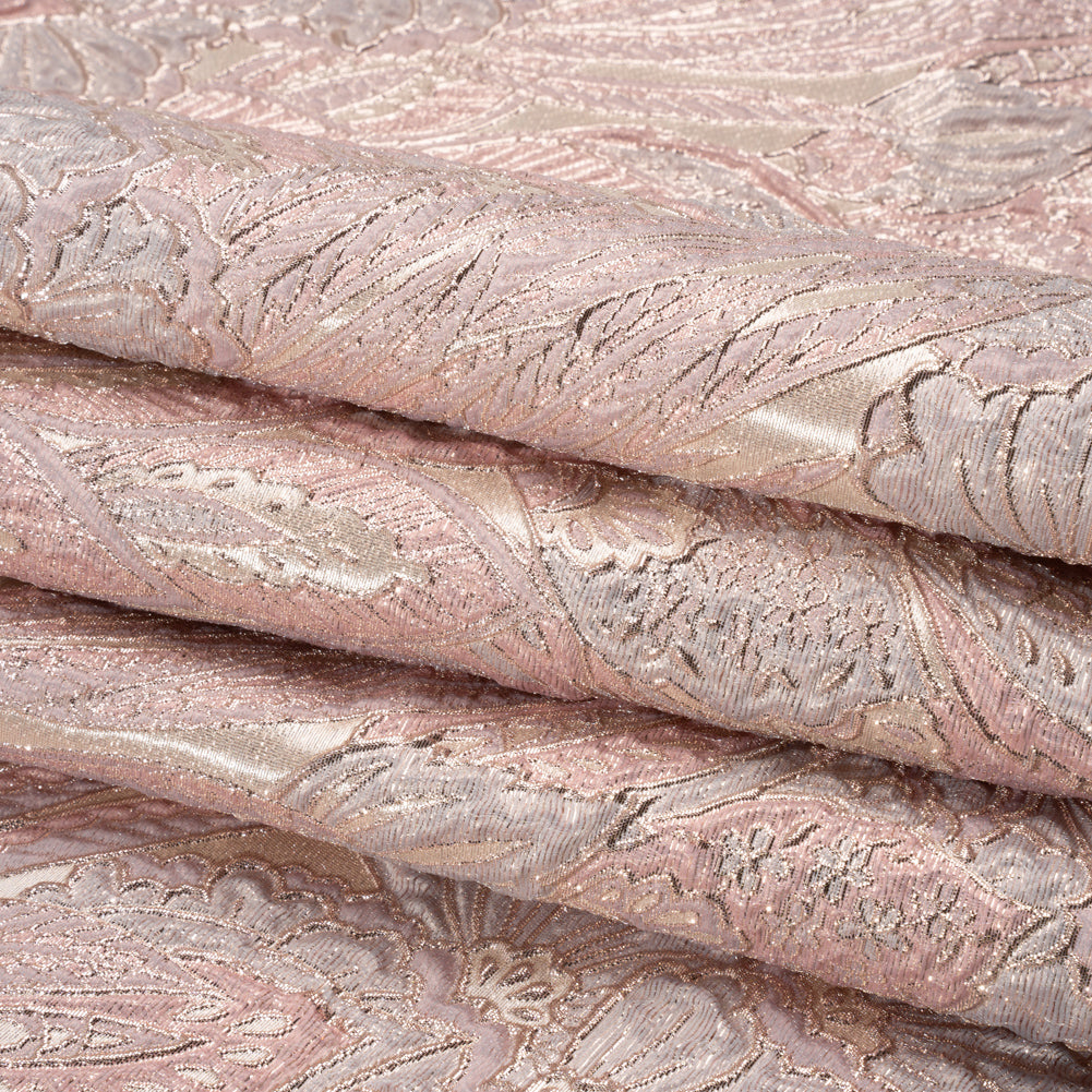 Metallic Silver, Pink and Cream Gleaming Garden Luxury Brocade - Full Metallic Silver, Pink and Cream Gleaming Garden Luxury Brocade - Full