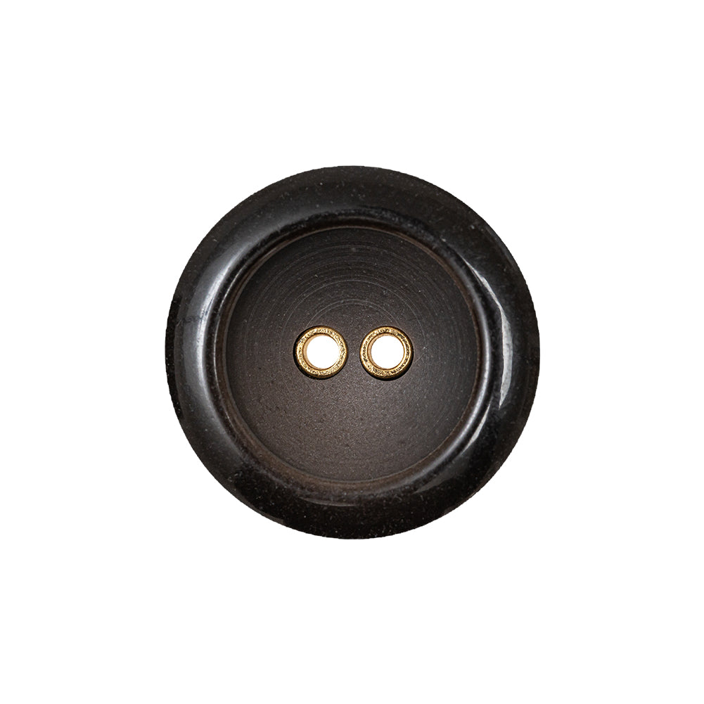 Brown with Gold Inset Two-Hole Saucer Button - 36L/23mm Brown with Gold Inset Two-Hole Saucer Button - 36L/23mm