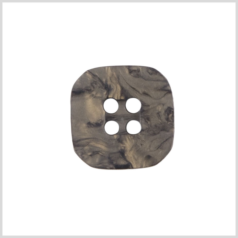 Rounded Square Plastic 4-Hole Button - 28L/18mm - Beige and Gray Marbled Swirls Rounded Square Plastic 4-Hole Button - 28L/18mm - Beige and Gray Marbled Swirls