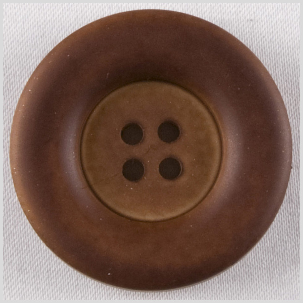 Plastic 4-Hole Button - 42L/27mm - Matte Brown Wide Rolled Rim Plastic 4-Hole Button - 42L/27mm - Matte Brown Wide Rolled Rim